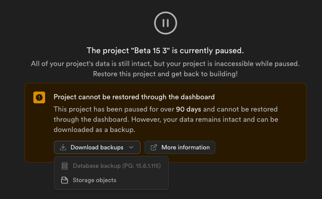 Project Paused: Download Backup
